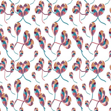 Colorful Balloons vector repeat pattern on White background.