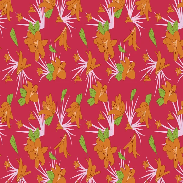 Patrón Repetición Vector Floral Flores Zanahoria Naranja Sobre Fondo Color — Archivo Imágenes Vectoriales