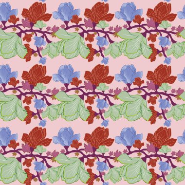 Çiçek açan çiçekler kusursuz vektör deseni.