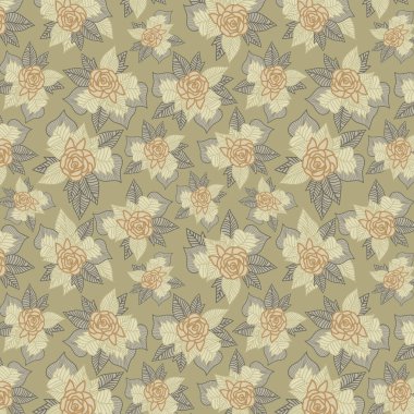 Floral art seamless vector pattern. clipart