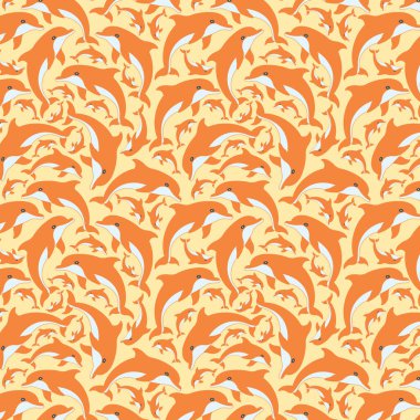 Şirin yunuslar kusursuz vektör deseni