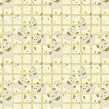 Klasik Kedi kusursuz vektör deseni