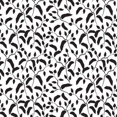 Botanik şube silueti kusursuz vektör deseni