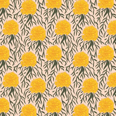 Bahar çiçekleri dikişsiz vektör deseni