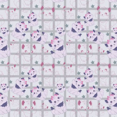 Klasik Kedi kusursuz vektör deseni