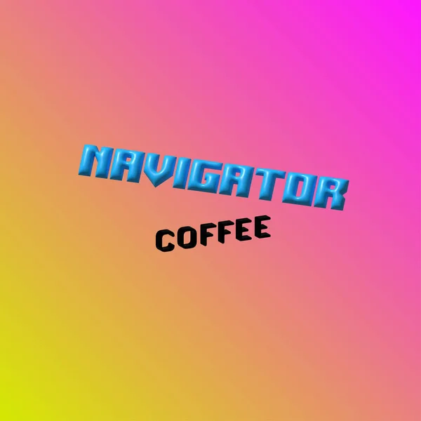 Navigator Kaffee Text Illustration Auf Gelb Rosa Hintergrund — Stockfoto