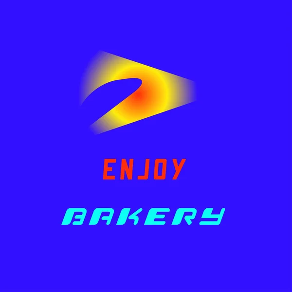 Enjoy Bakery のロゴ入りイラストで 明るい青を背景にどんな会社でも使える — ストック写真