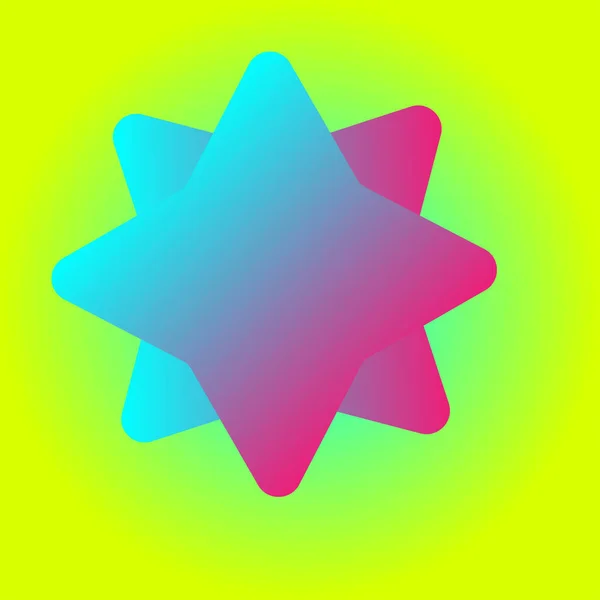 Ілюстрація Яскраво Зеленим Фоном Геометричним Синьо Рожевою Зіркою Градієнта Веселки — стокове фото