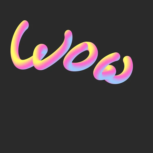 Creativo Rosa Giallo Arcobaleno Gradiente Neon Colore Lettering Illustrazione Wow — Foto Stock