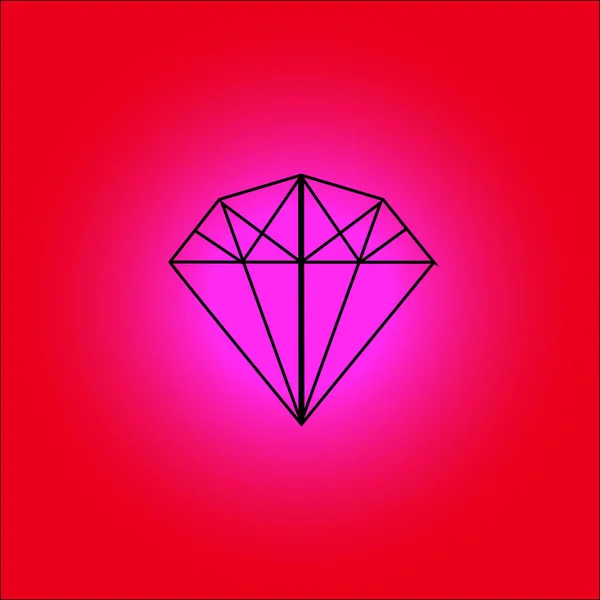 Διαμάντι Περίγραμμα Εικονογράφηση Ένα Ζεστό Ροζ Και Κόκκινο Κλίση Που — Φωτογραφία Αρχείου