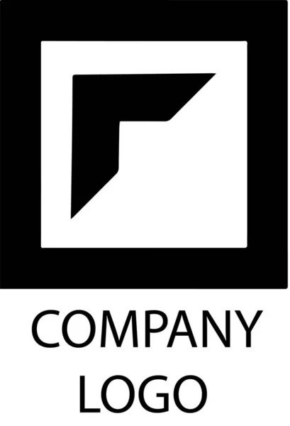 黒四角形の中に黒四角形と黒三角形を持つ会社のロゴと の文字が刻まれています — ストック写真