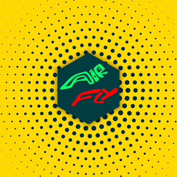 Logotipo Empresa Fligt Polígono Verde Oscuro Con Fondo Amarillo Brillante — Foto de Stock