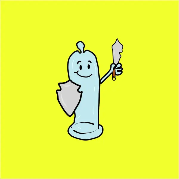 Obraz Prezerwatywy Tarczy Miecza Jasnym Żółtym Tle — Zdjęcie stockowe