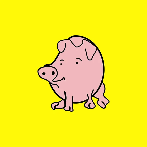 Ein Bild Mit Leuchtend Gelbem Hintergrund Und Rosafarbenem Schweinebild Der — Stockfoto