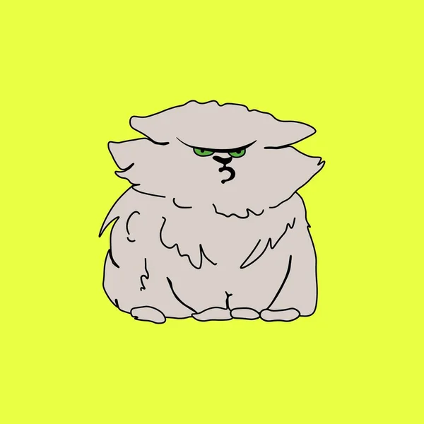 Картина Дуже Агресивної Сірої Кішки Яскраво Жовтому Тлі — стокове фото