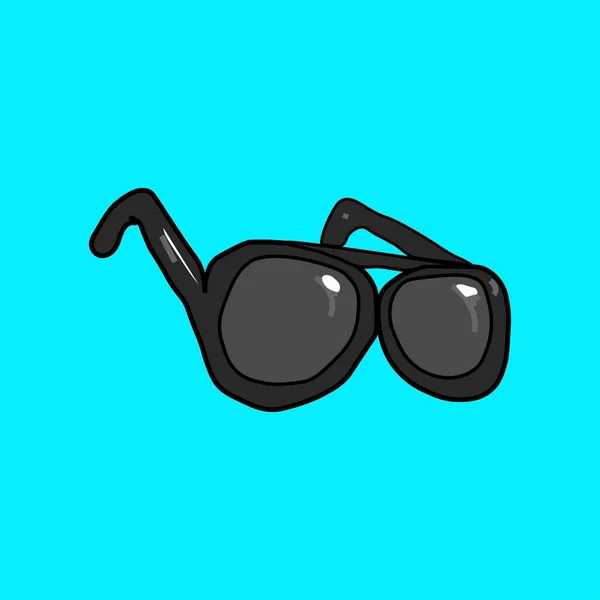 Picture Black Sunglasses Middle Image Light Blue Background — Stock Photo, Image