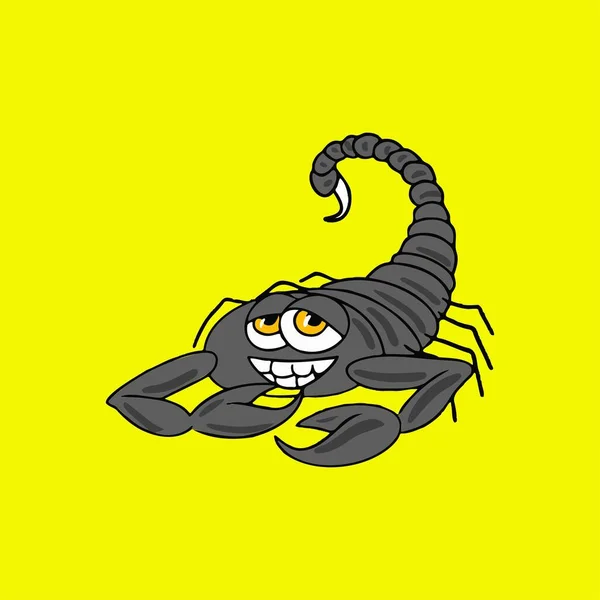 Ein Bild Eines Zeichentrickskorpions Auf Leuchtend Gelbem Hintergrund — Stockfoto