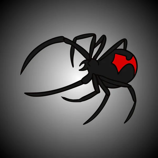 An illustration of black widow spider on a black-white gradiental background