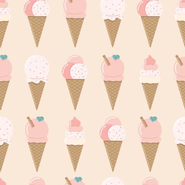 Popüler sanat tarzında arka planda renkli pastel dondurma deseni