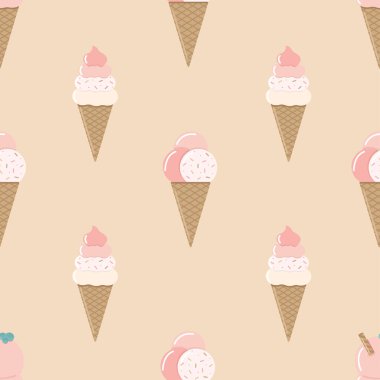 Popüler sanat tarzında arka planda renkli pastel dondurma deseni