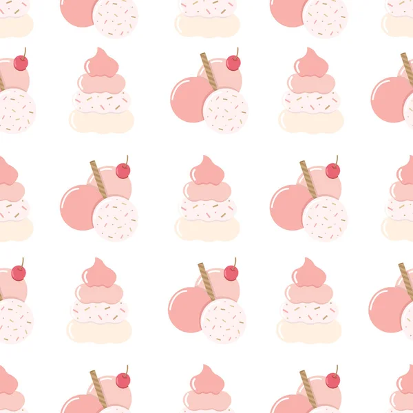Motif Pastel Coloré Crème Glacée Sur Fond Dans Style Pop — Image vectorielle
