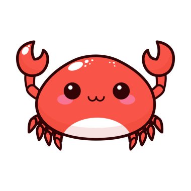 Yuvarlak vücutlu, kırmızı renkli ve büyük pençeli şirin bir çizgi film yengeci. Gülümseyen bir yüzü var. Büyük gözleri ve pembe yanakları var. Basit bir arkaplanı var..