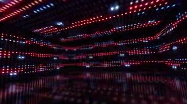 Soyut neon ışıldayan çizgiler arka planı. koyu mavi ve kırmızı