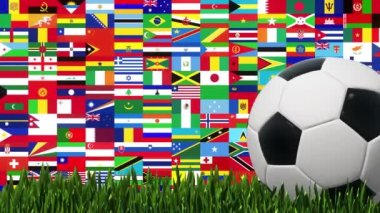 Dünyada futbol topu arka planda.