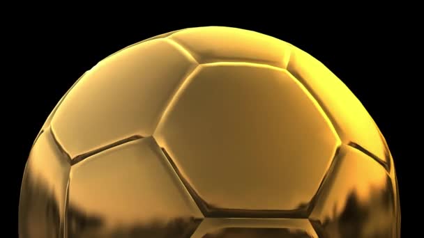 Ballon Football Doré Sur Fond Noir — Video