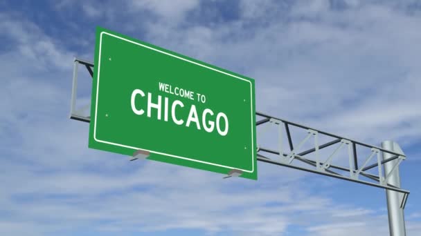 Chicago Şehir Yol Levhası — Stok video