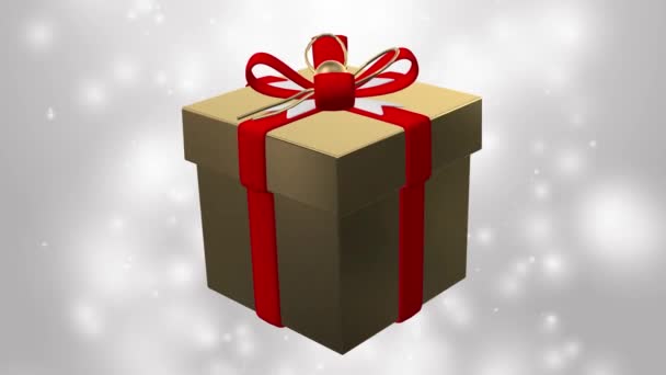 Caja Regalo Navidad Roja Sobre Fondo Oscuro Representación Ilustración — Vídeos de Stock