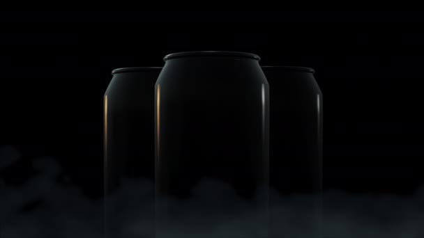 Close Dolly Zoom Cola Beer Can Container Dark Studio Lighting — Stock Video