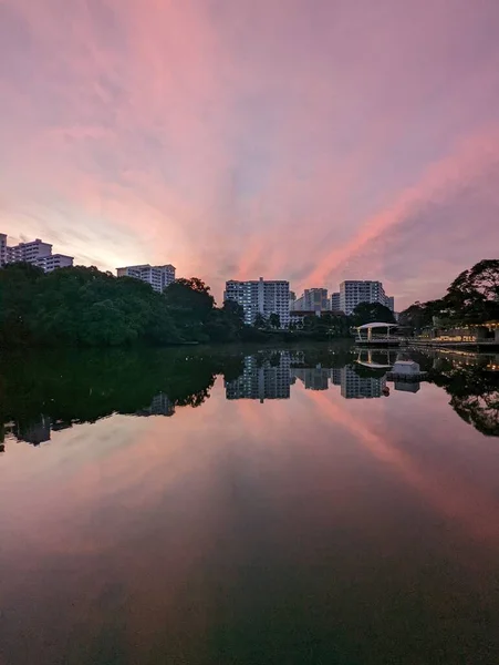 Singapore Morning Pang Sua Pond Public Housing Hdb — Stock Photo, Image