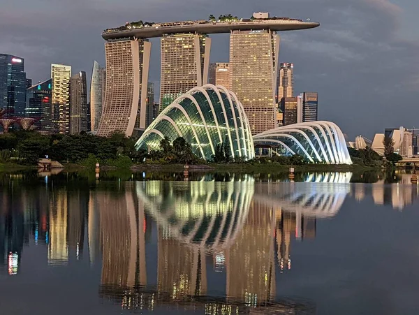 Widok Miasto Singapore Ogrody Nad Zatoką Rano — Zdjęcie stockowe