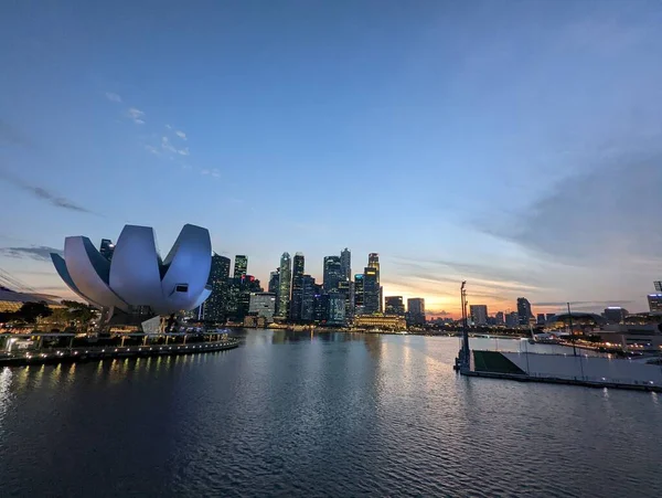 Panorama Singapore Wschodzie Słońca — Zdjęcie stockowe