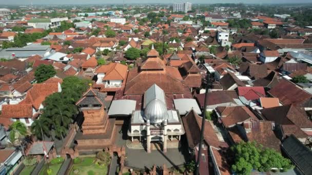 Kudus Indonésie Srpna2022 Letecký Pohled Masjida Menaru Kudus Mešita Historickou — Stock video