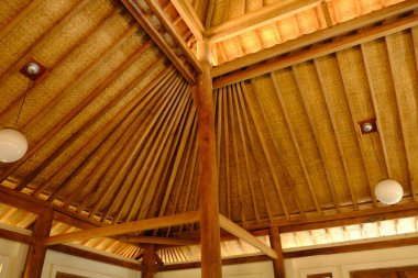 wooden ceiling of the building 