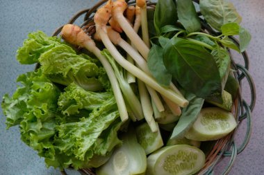 close up of fresh vegetables and greens