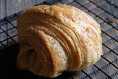 close up of fresh baked croissant
