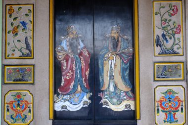 Yogya, Indonesia. Desember 3, 2019: Typical Chinese ornaments at the Kranggan temple, Yogyakarta. Chinese culture.