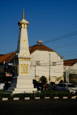 Yogyakarta, Indonesia - August 11, 2019: Tugu is a very famous Yogyakarta city landmark, located in the center of Yogyakarta.