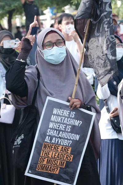 Yogya Indonesië December 2018 Moslimelementen Demonstreerden Oeigoerse Verdediging Het Zero — Stockfoto