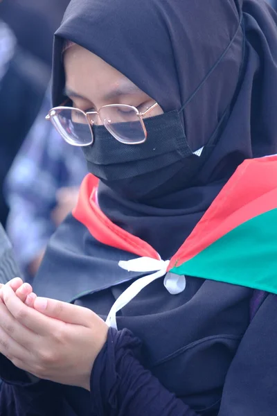 Yogya Indonesia Mei 2021 Demonstrasi Agresi Militer Israel Terhadap Palestina — Stok Foto