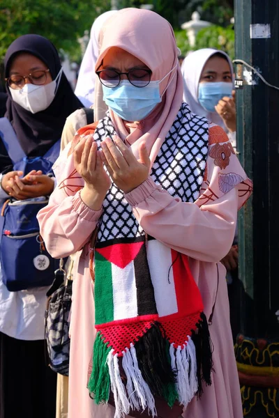 Yogya Indonesia Mayo 2021 Manifestaciones Agresión Militar Israelí Contra Palestina —  Fotos de Stock