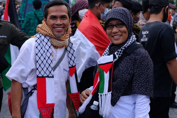 Yogya Indonesien Maj 2021 Demonstrationer Israelisk Militär Aggression Mot Palestina — Stockfoto