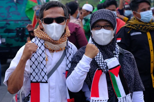 Yogya Indonezja Grudnia 2018 Elementy Muzułmańskie Demonstrowane Obronie Ujgurów Punkcie — Zdjęcie stockowe