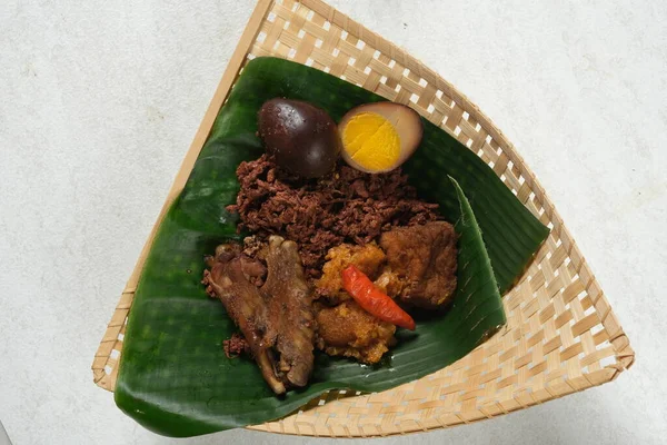 Gudeg Krecek Een Traditioneel Yogyakarta Voedsel Gemaakt Van Jonge Jackfruit — Stockfoto