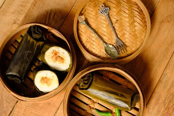Arem Arem Традиційна Індонезійська Їжа Виготовлена Соковитого Рису Яловичиною Куркою — стокове фото