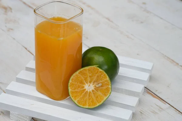 Jus Orange Fabriqué Partir Oranges Fraîches Pressées Mandarine Boisson Fruits — Photo