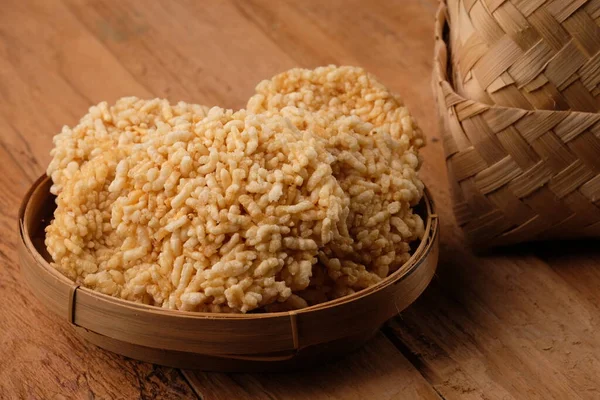 Rengginang Uno Spuntino Tipico Indonesiano Base Cereali Riso Glutinoso Che — Foto Stock